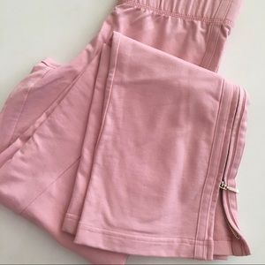 90s Baby pink stretch cotton track pants with zippered ankle vents